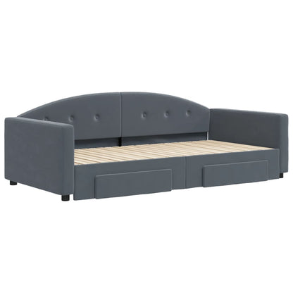 vidaXL Tagesbett Ausziehbar mit Schubladen Dunkelgrau 100x200 cm Samt