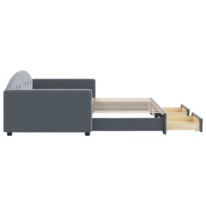 vidaXL Tagesbett Ausziehbar mit Schubladen Dunkelgrau 100x200 cm Samt