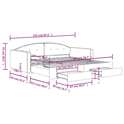 Tagesbett Ausziehbar mit Schubladen Dunkelgrün 100x200 cm Samt