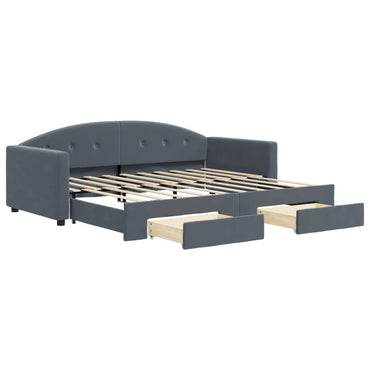 vidaXL Tagesbett Ausziehbar mit Schubladen Dunkelgrau 90x190 cm Samt