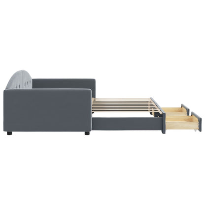 vidaXL Tagesbett Ausziehbar mit Schubladen Dunkelgrau 90x190 cm Samt