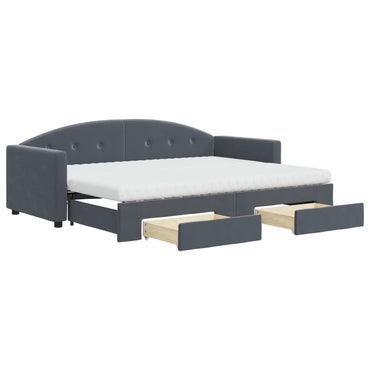 vidaXL Tagesbett Ausziehbar mit Schubladen Dunkelgrau 80x200 cm Samt