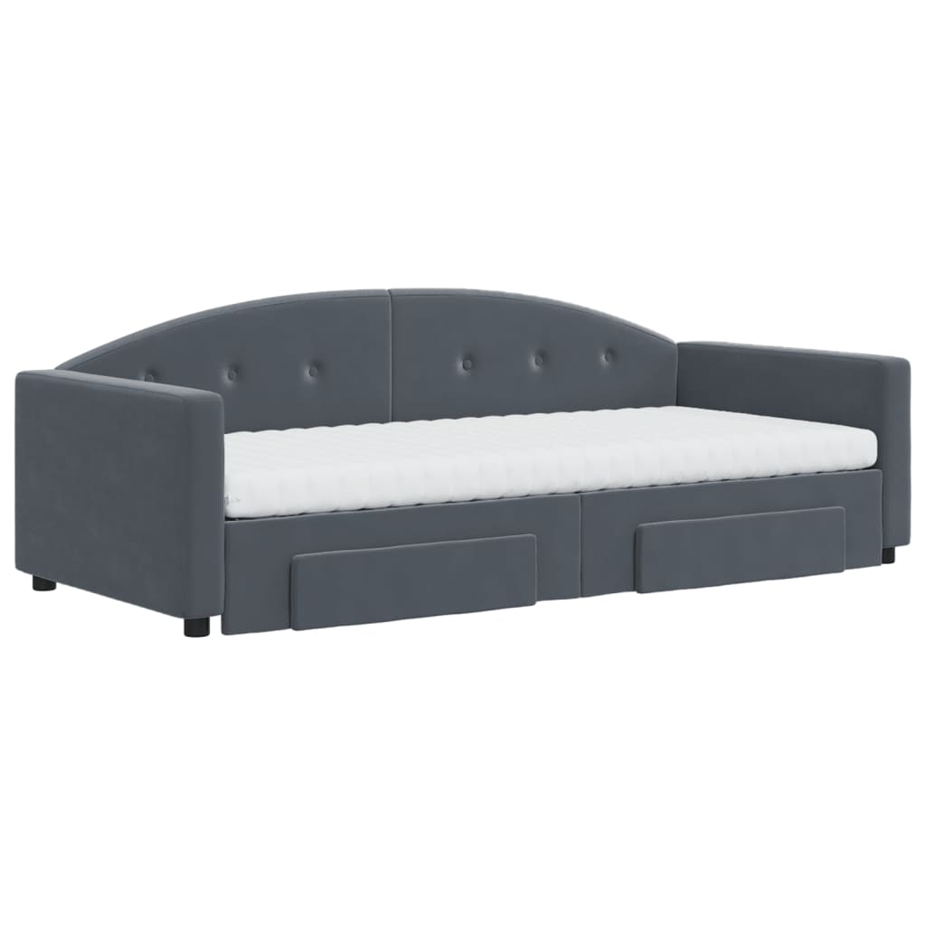 vidaXL Tagesbett Ausziehbar mit Schubladen Dunkelgrau 90x200 cm Samt