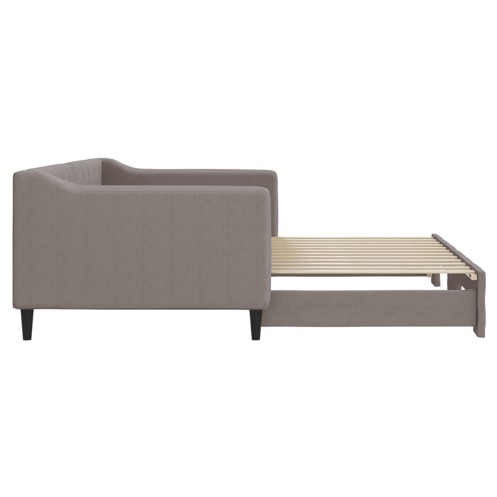 Tagesbett Ausziehbar Taupe 90x200 cm Stoff