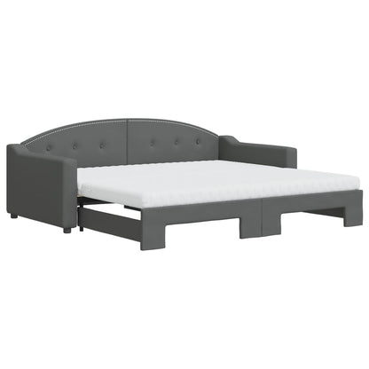 vidaXL Tagesbett Ausziehbar mit Matratzen Dunkelgrau 90x190 cm Stoff