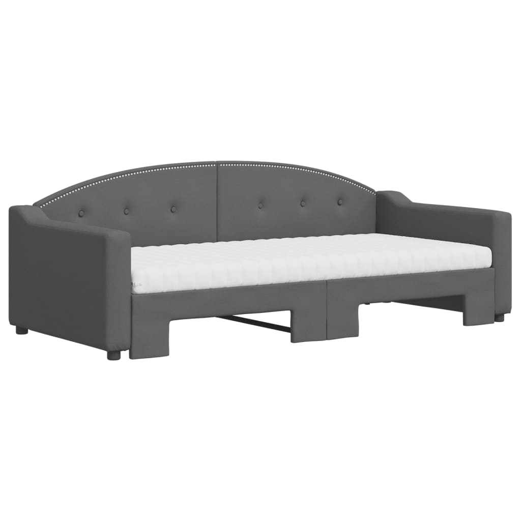 vidaXL Tagesbett Ausziehbar mit Matratzen Dunkelgrau 90x190 cm Stoff