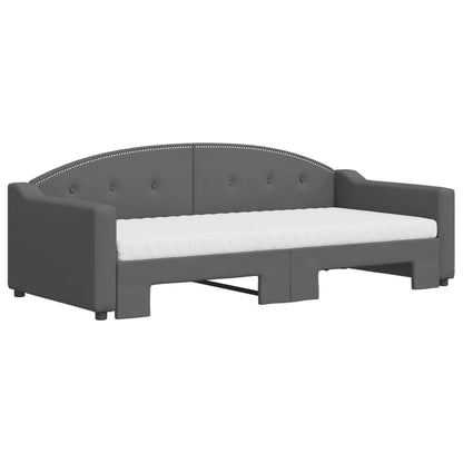 vidaXL Tagesbett Ausziehbar mit Matratzen Dunkelgrau 90x190 cm Stoff