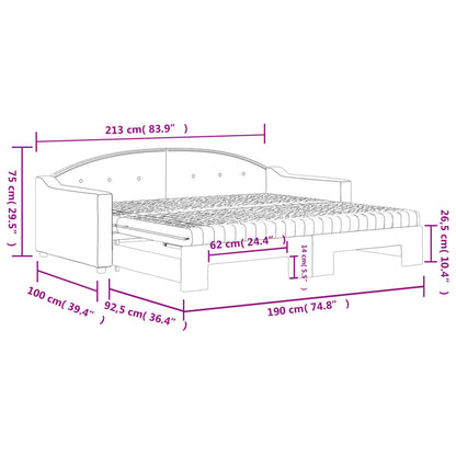 vidaXL Tagesbett Ausziehbar mit Matratzen Dunkelgrau 90x190 cm Stoff