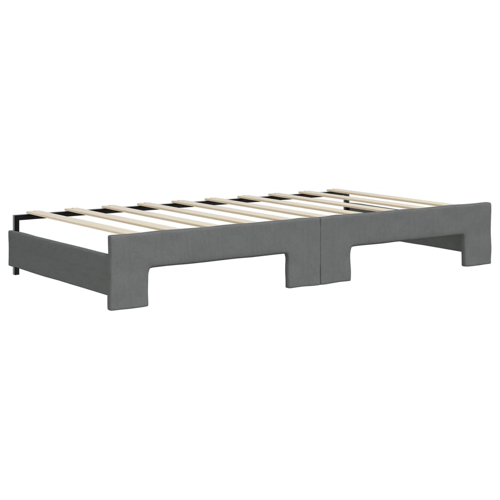 vidaXL Tagesbett Ausziehbar mit Matratzen Dunkelgrau 90x190 cm Stoff