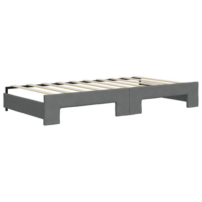 vidaXL Tagesbett Ausziehbar mit Matratzen Dunkelgrau 90x190 cm Stoff