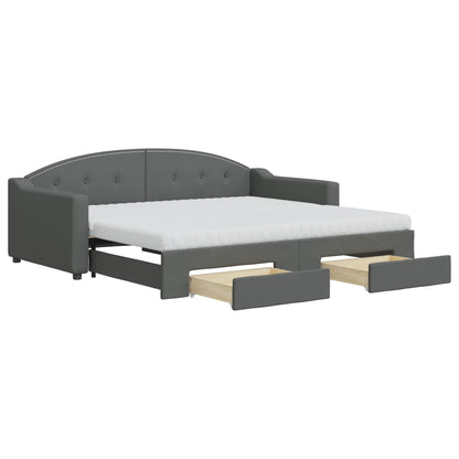 vidaXL Lit banquette extensible avec tiroirs gris foncé 90x190 cm tissu