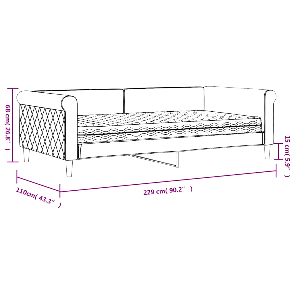 vidaXL Tagesbett mit Matratze Dunkelgrau 100x200 cm Samt