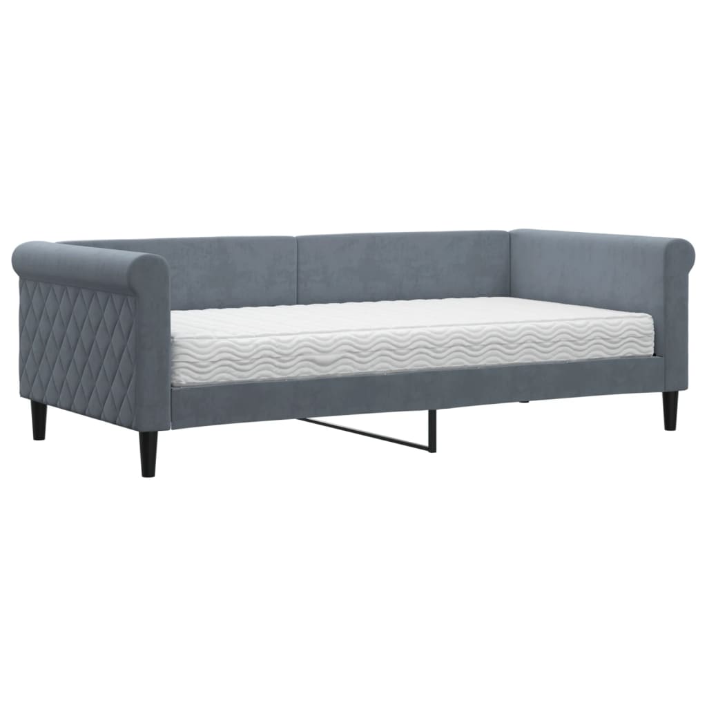 vidaXL Tagesbett mit Matratze Dunkelgrau 90x190 cm Samt