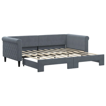 vidaXL Tagesbett Ausziehbar Dunkelgrau 90x190 cm Samt