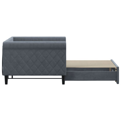 vidaXL Tagesbett Ausziehbar Dunkelgrau 90x190 cm Samt