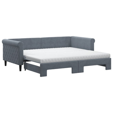 vidaXL Tagesbett Ausziehbar mit Matratzen Dunkelgrau 90x190 cm Samt