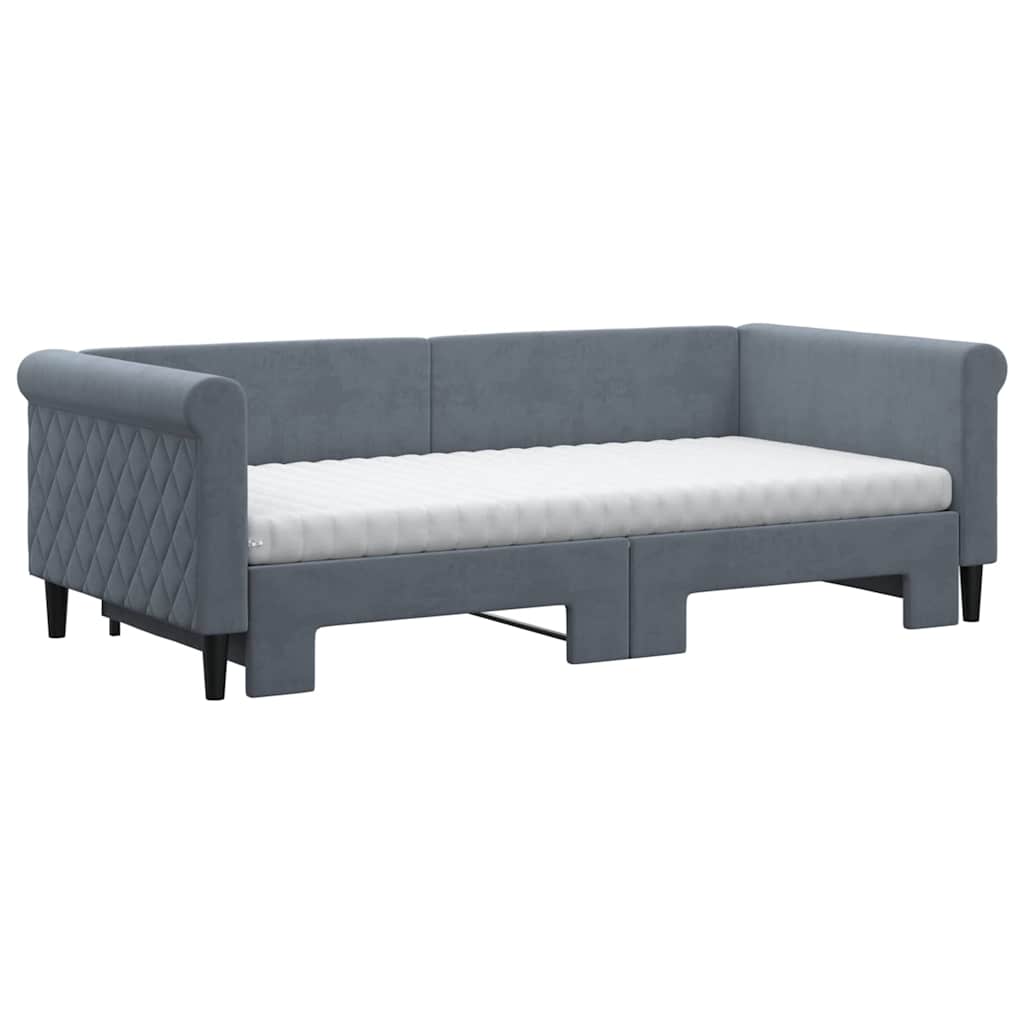 vidaXL Tagesbett Ausziehbar mit Matratzen Dunkelgrau 90x190 cm Samt
