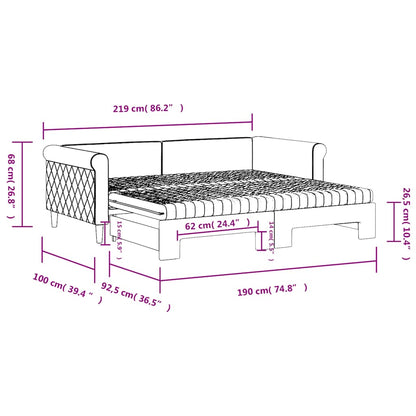 vidaXL Tagesbett Ausziehbar mit Matratzen Dunkelgrau 90x190 cm Samt