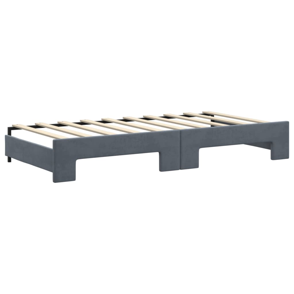 vidaXL Tagesbett Ausziehbar mit Matratzen Dunkelgrau 90x190 cm Samt