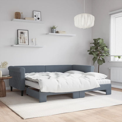 vidaXL Tagesbett Ausziehbar mit Matratzen Dunkelgrau 90x190 cm Samt
