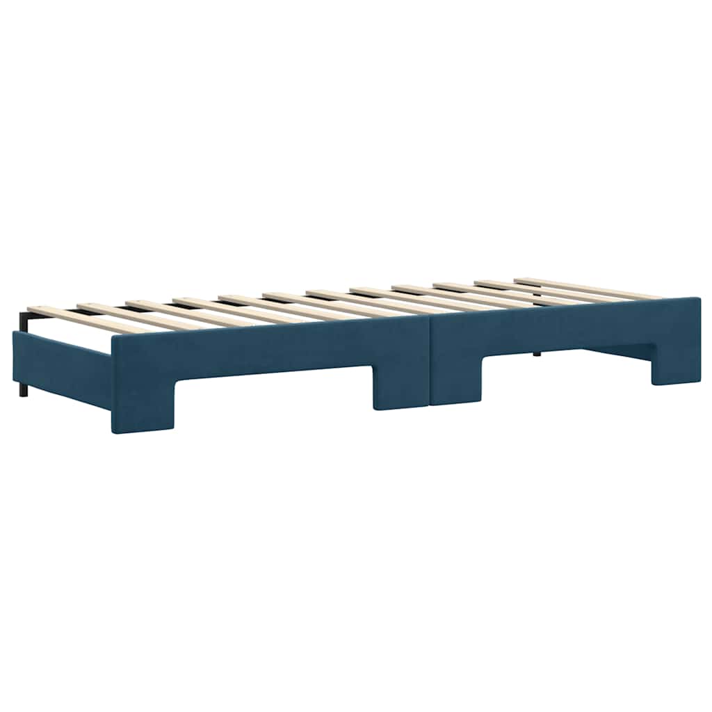 Tagesbett Ausziehbar mit Schubladen Blau 80x200 cm Samt