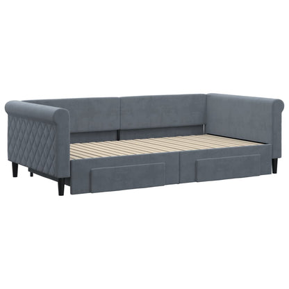 vidaXL Tagesbett Ausziehbar mit Schubladen Dunkelgrau 100x200 cm Samt