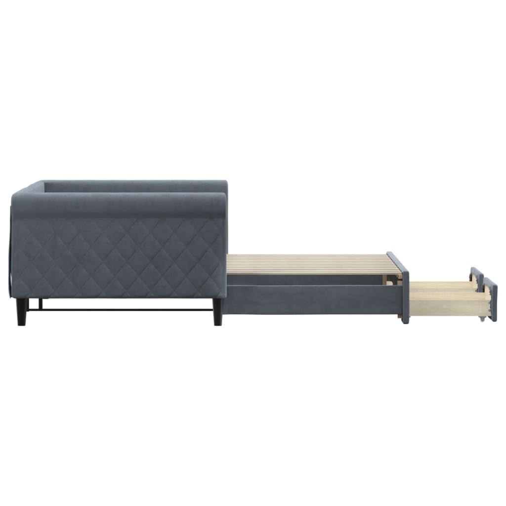 vidaXL Tagesbett Ausziehbar mit Schubladen Dunkelgrau 100x200 cm Samt