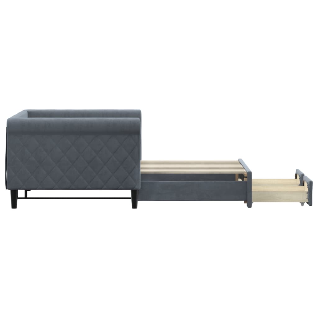 vidaXL Tagesbett Ausziehbar mit Schubladen Dunkelgrau 90x190 cm Samt