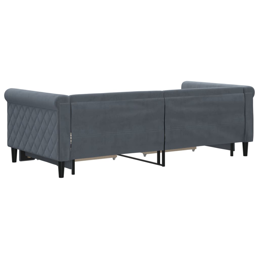 vidaXL Tagesbett Ausziehbar mit Schubladen Dunkelgrau 90x190 cm Samt