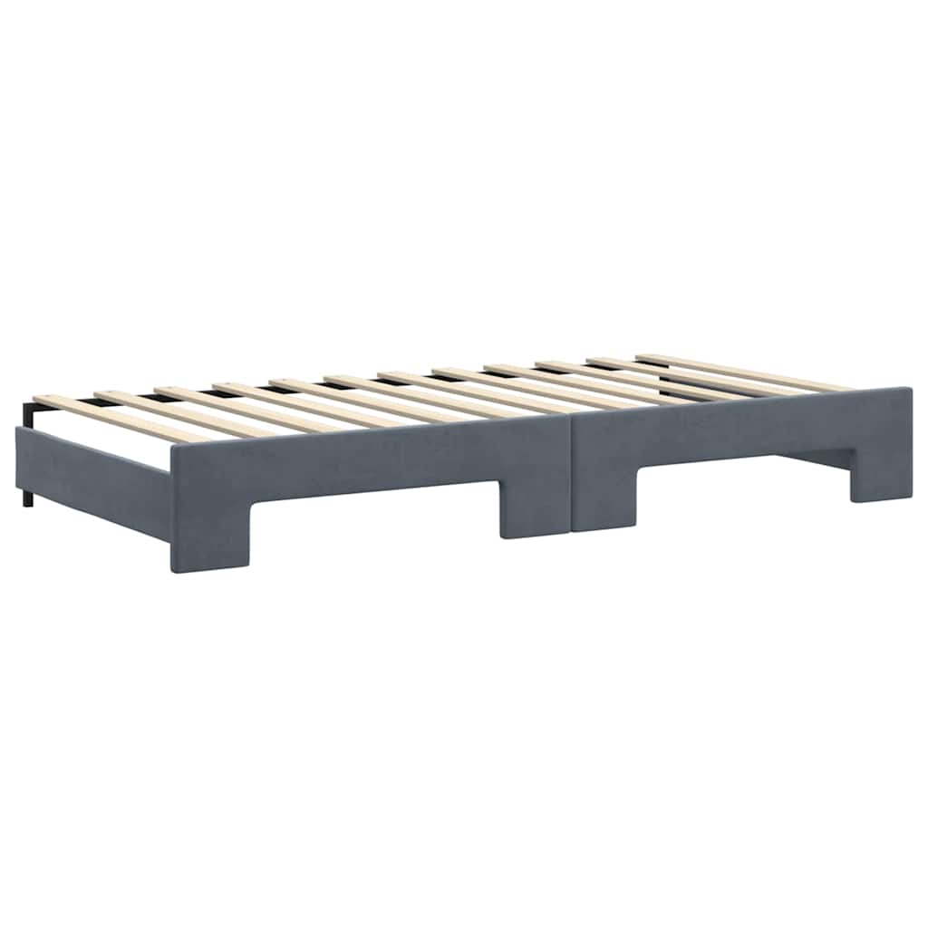 vidaXL Tagesbett Ausziehbar mit Schubladen Dunkelgrau 100x200 cm Samt
