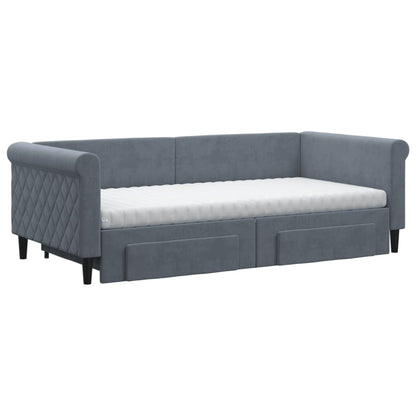 vidaXL Tagesbett Ausziehbar mit Schubladen Dunkelgrau 90x190 cm Samt