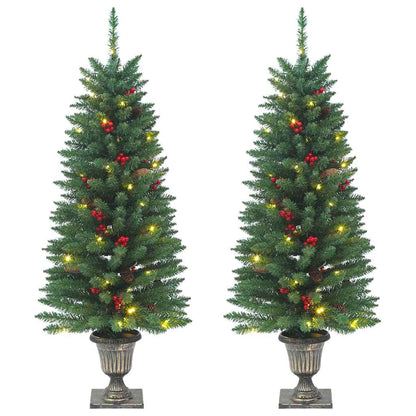 vidaXL Sapins de Noël artificiels 2 pcs 100 LED Vert 120 cm