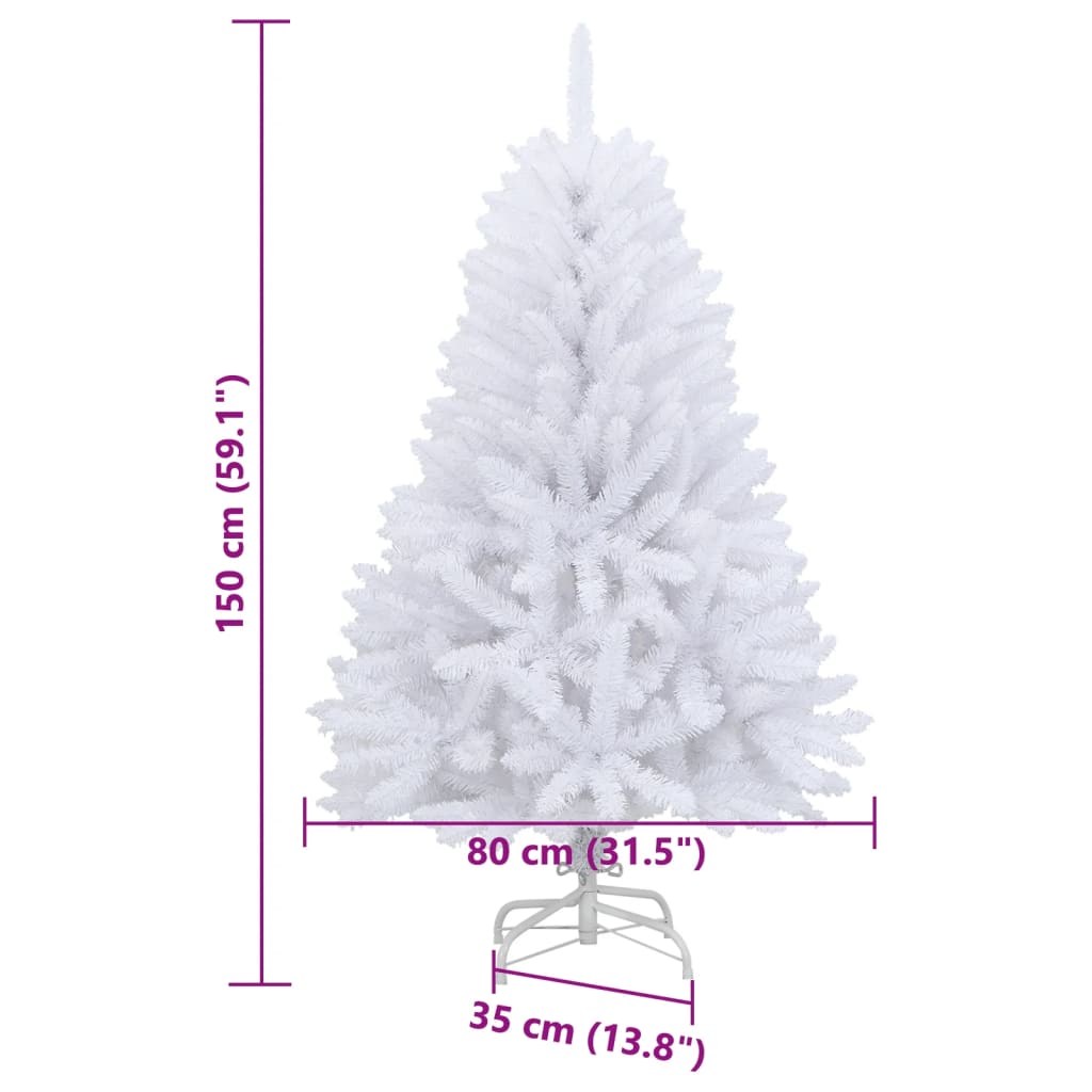 vidaXL Künstlicher Weihnachtsbaum Klappbar mit Ständer Weiß 150 cm