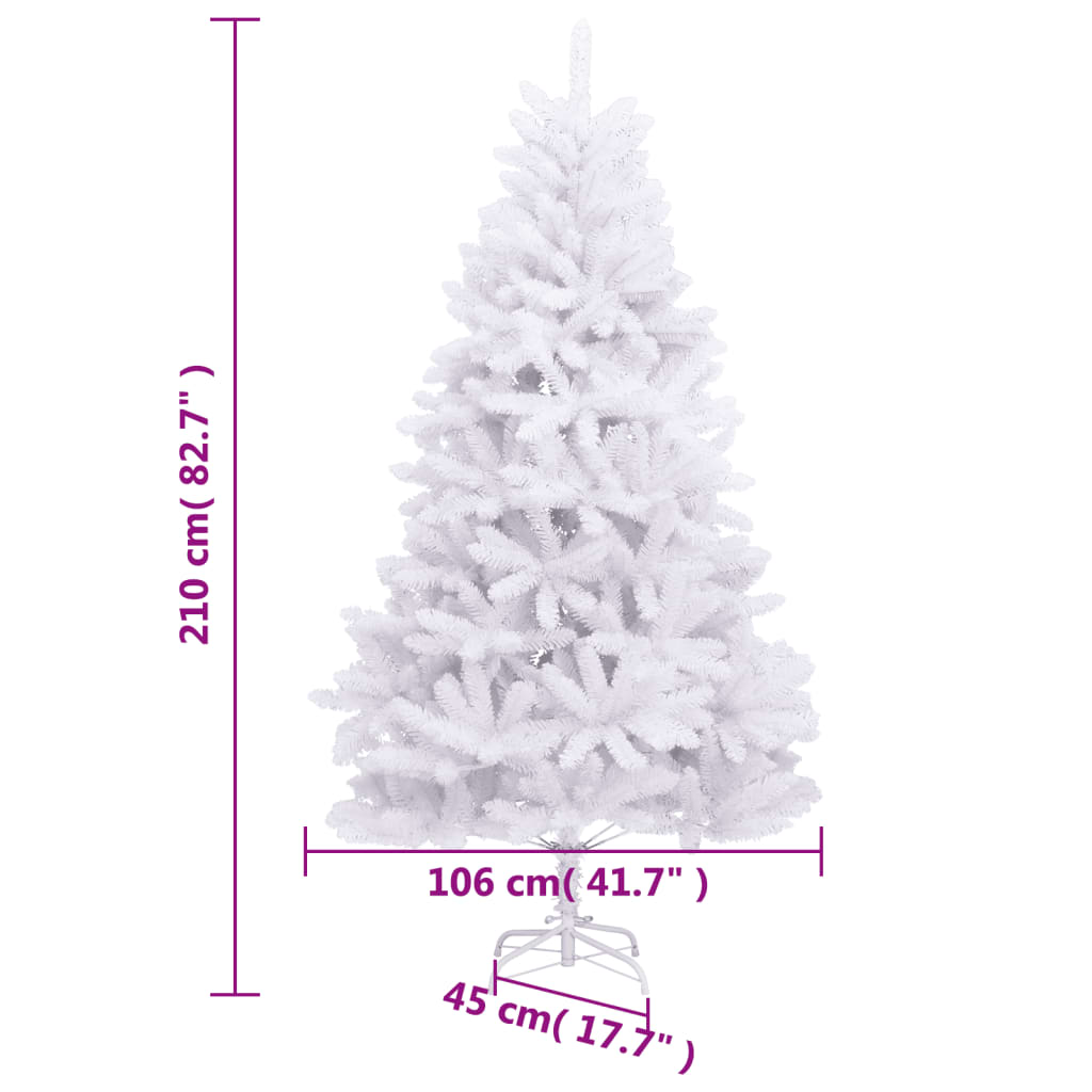 vidaXL Sapin de Noël artificiel pliable avec support blanc 210 cm