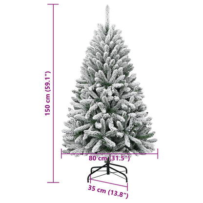 vidaXL Künstlicher Weihnachtsbaum Klappbar Beschneit 150 cm