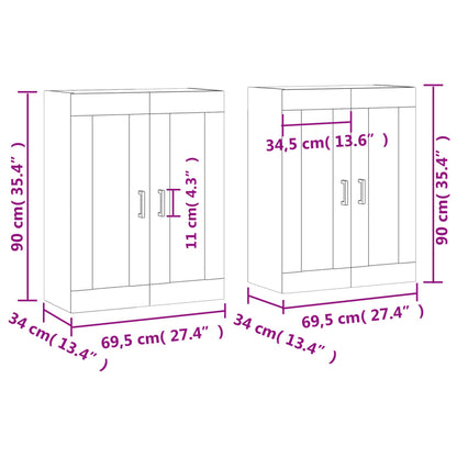 vidaXL Wandschränke 2 Stk. Räuchereiche Holzwerkstoff