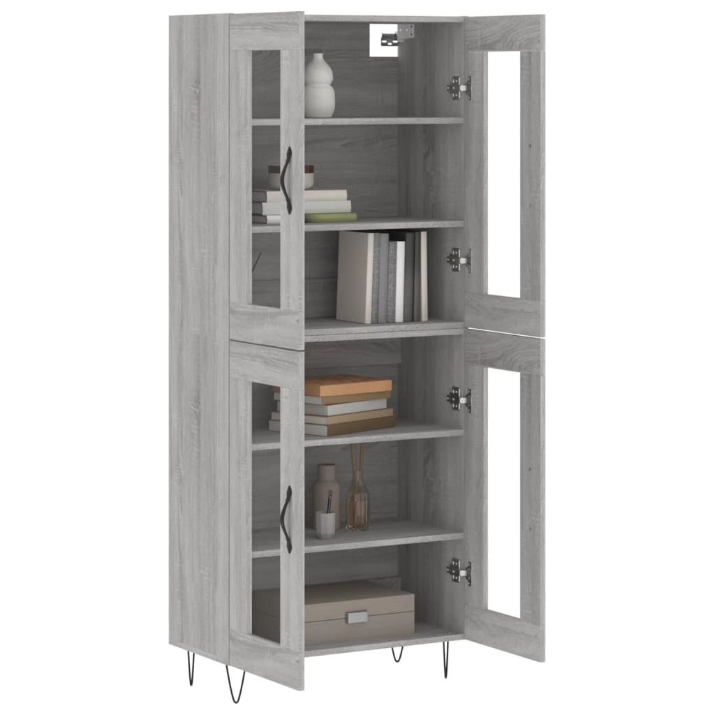 Highboard Grau Sonoma 69,5x34x180 cm Holzwerkstoff