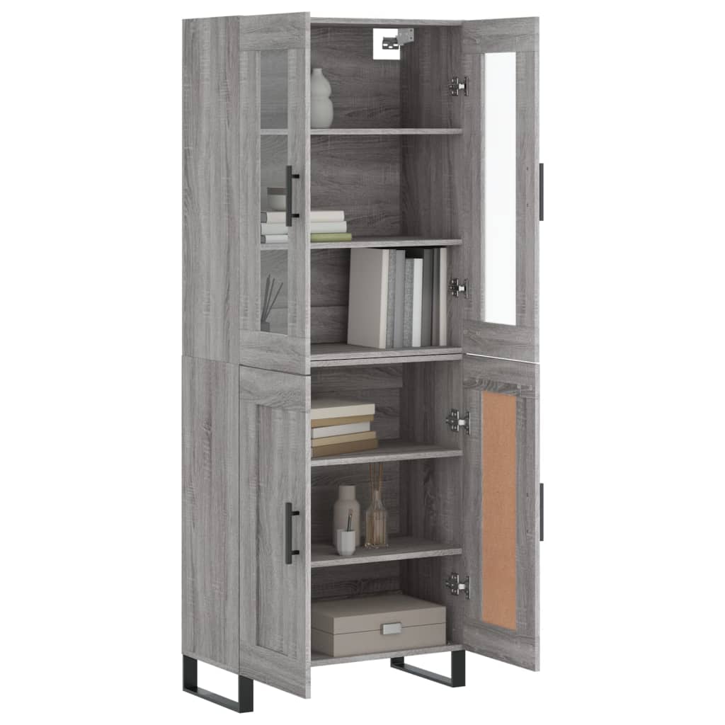 vidaXL Highboard gris Sonoma 69,5x34x180 cm en bois d'ingénierie