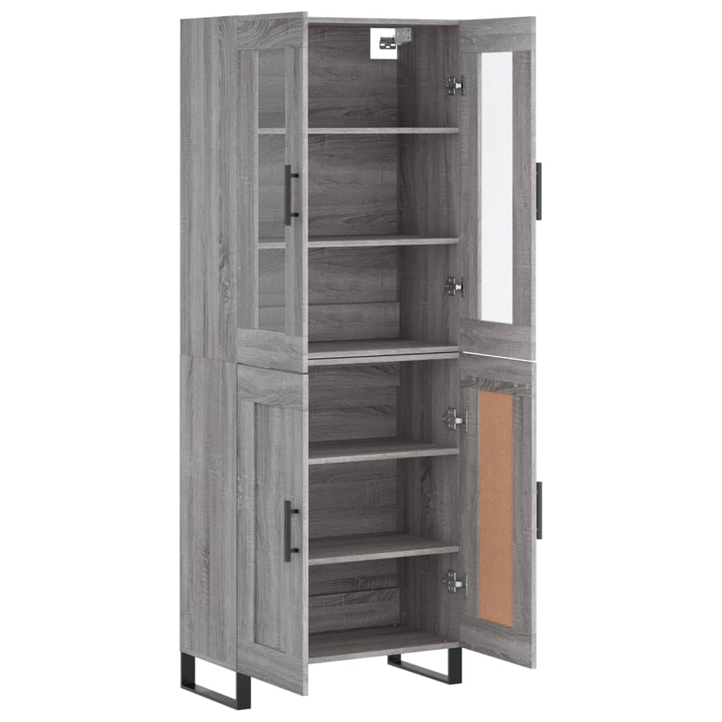 vidaXL Highboard gris Sonoma 69,5x34x180 cm en bois d'ingénierie