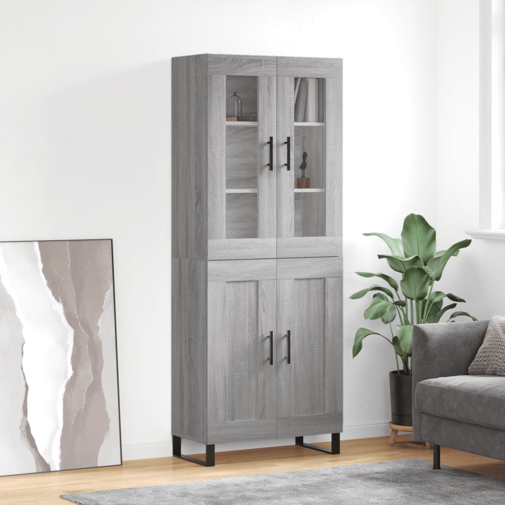 vidaXL Highboard gris Sonoma 69,5x34x180 cm en bois d'ingénierie