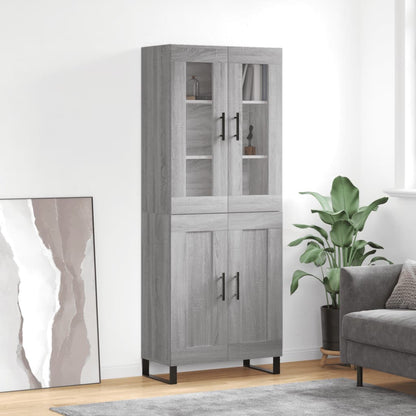 vidaXL Highboard gris Sonoma 69,5x34x180 cm en bois d'ingénierie