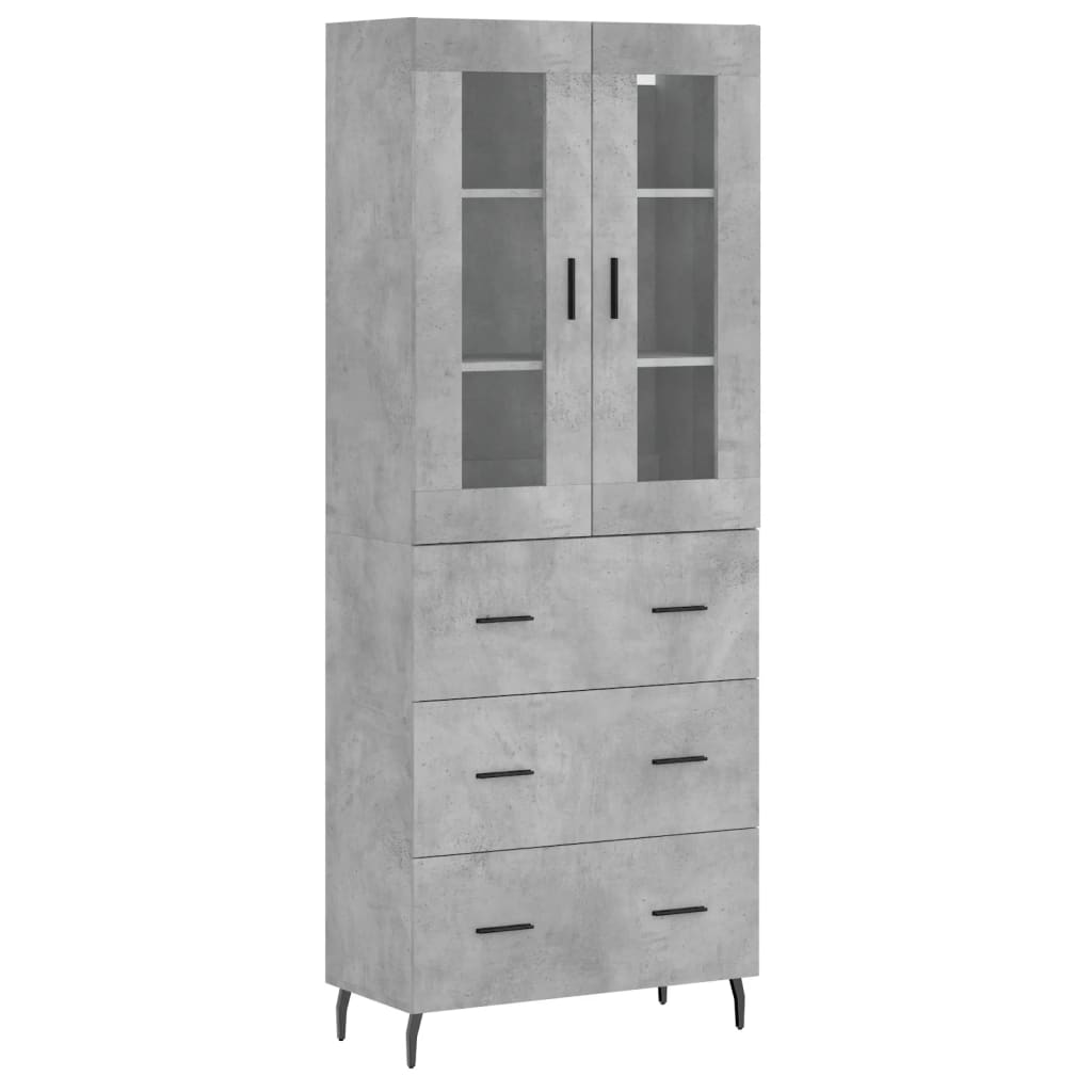 vidaXL Bahut gris béton 69,5x34x180 cm Aggloméré