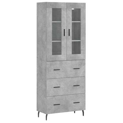 vidaXL Bahut gris béton 69,5x34x180 cm Aggloméré