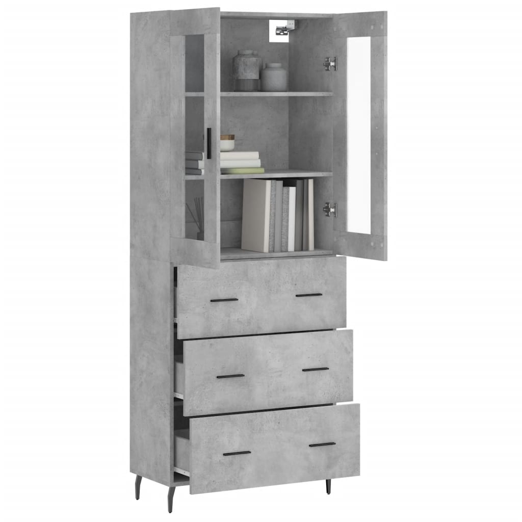 vidaXL Bahut gris béton 69,5x34x180 cm Aggloméré