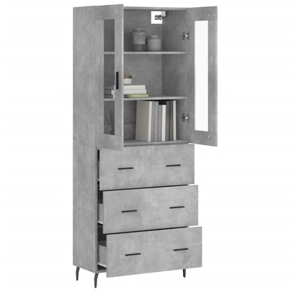 vidaXL Bahut gris béton 69,5x34x180 cm Aggloméré