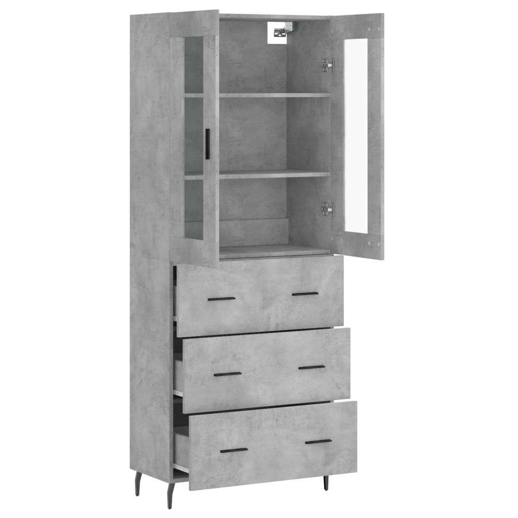 vidaXL Bahut gris béton 69,5x34x180 cm Aggloméré
