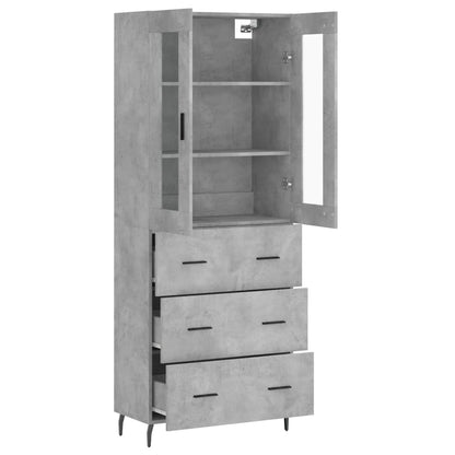 vidaXL Bahut gris béton 69,5x34x180 cm Aggloméré