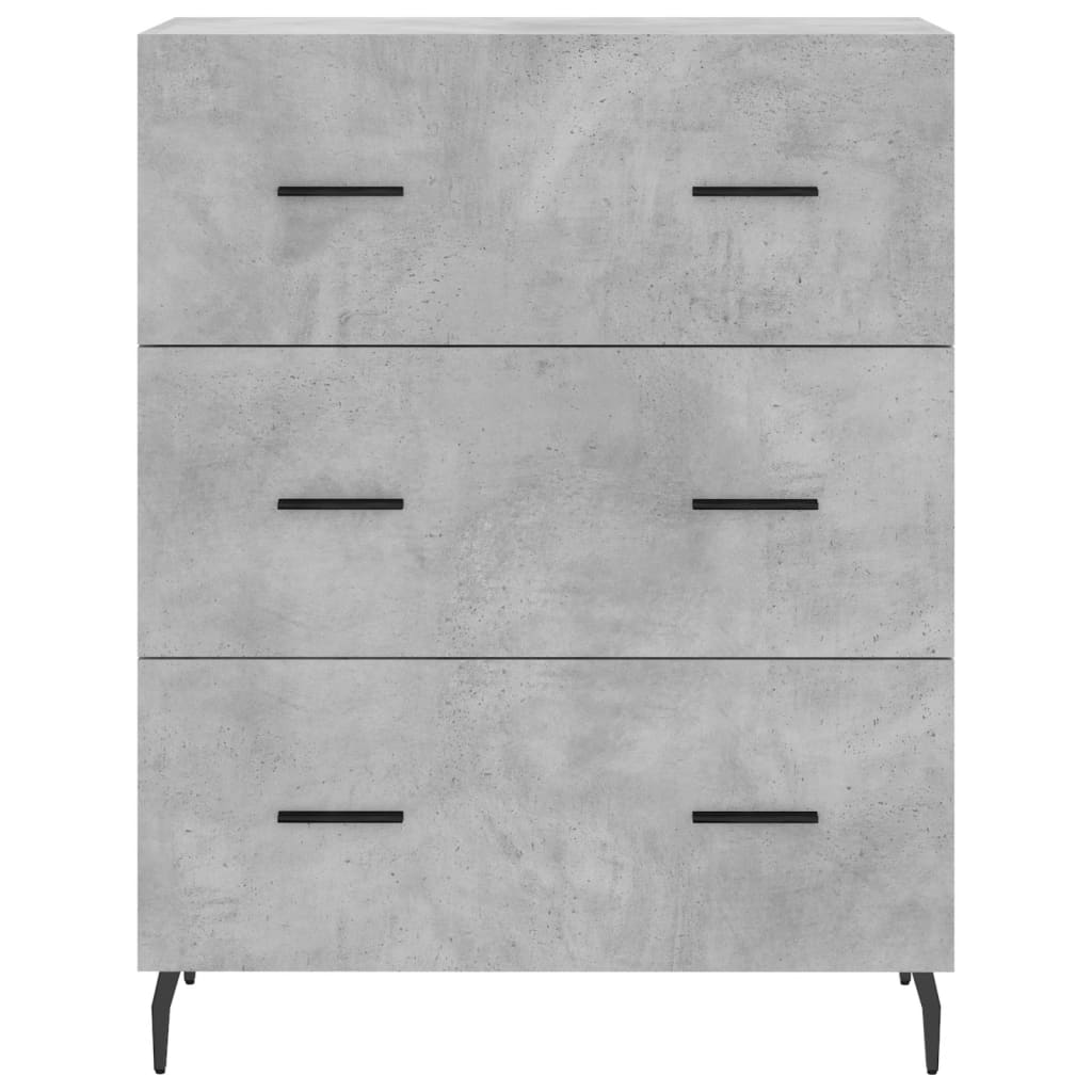 vidaXL Bahut gris béton 69,5x34x180 cm Aggloméré