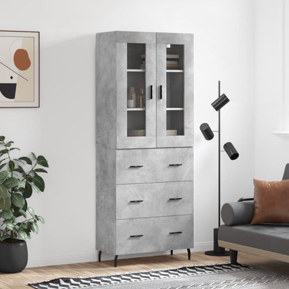 vidaXL Bahut gris béton 69,5x34x180 cm Aggloméré