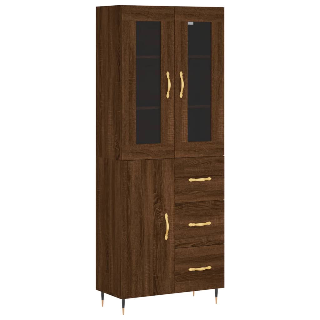 vidaXL Buffet haut marron aspect chêne 69,5x34x180 cm Bois d'ingénierie
